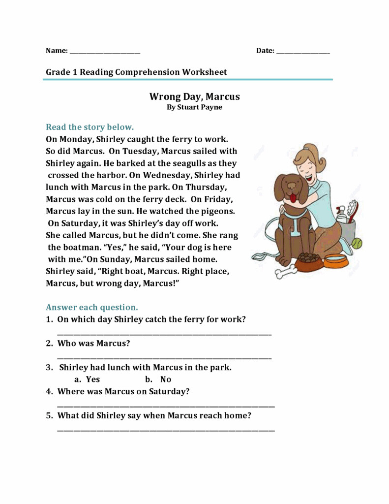 Reading With 10 Multiple Choice Questions Comprehension Worksheets 