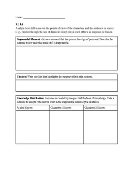 RL 8 6 Worksheet By Claire Gough Teachers Pay Teachers