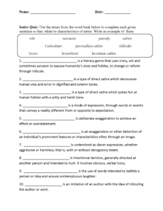Satire Worksheets Satire Practice Worksheets Worksheets Library