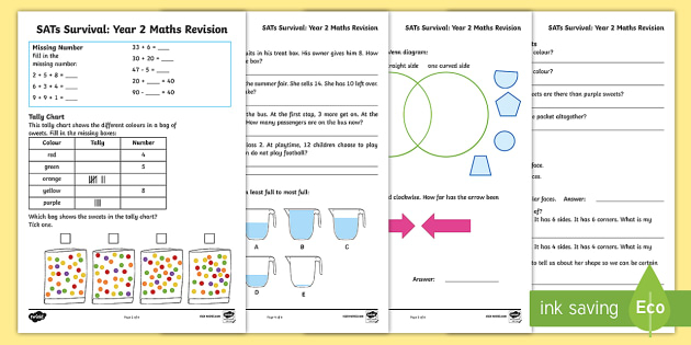 SATs Revision Year 2 SATs Practice Worksheets KS1 Maths