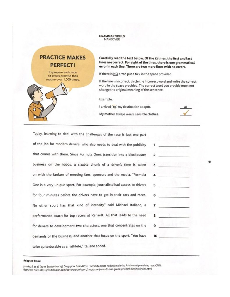 Secondary 2 English Editing Through Clue finding