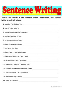 Sentence Writing English ESL Worksheets Pdf Doc