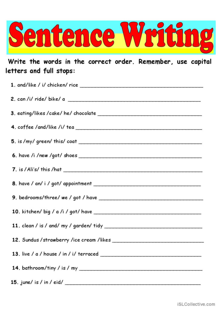 Sentence Writing English ESL Worksheets Pdf Doc