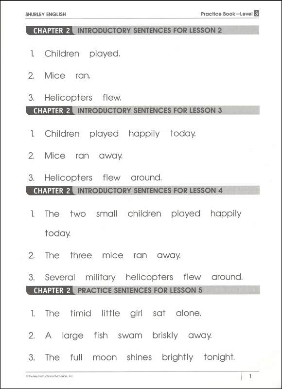 Shurley English Level 3 Practice Set Shurley Instructional Materials 