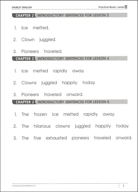 Shurley English Level 4 Practice Set Shurley Instructional Materials 
