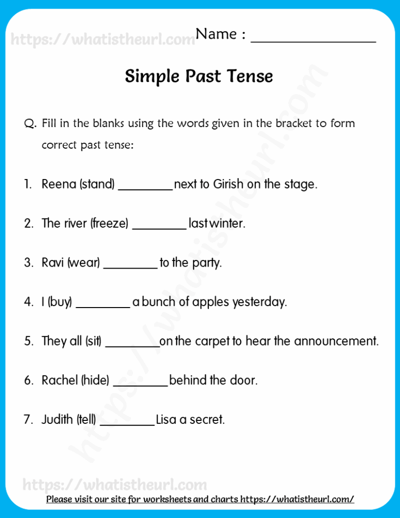 Simple Past Tense Worksheet Grade 3