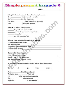 Simple Present In Grade 6 ESL Worksheet By Mako5