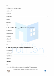 Simple Present Tense Worksheet For Class 2 Download PDF