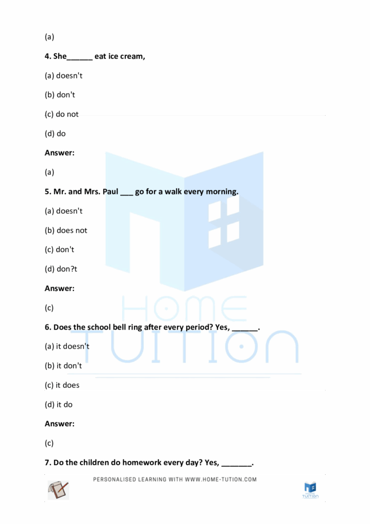 Simple Present Tense Worksheet For Class 2 Download PDF