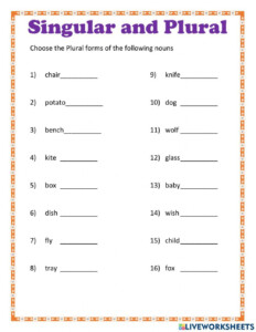 Singular And Plural Nouns For Grade 2 Kidpid Worksheets Library