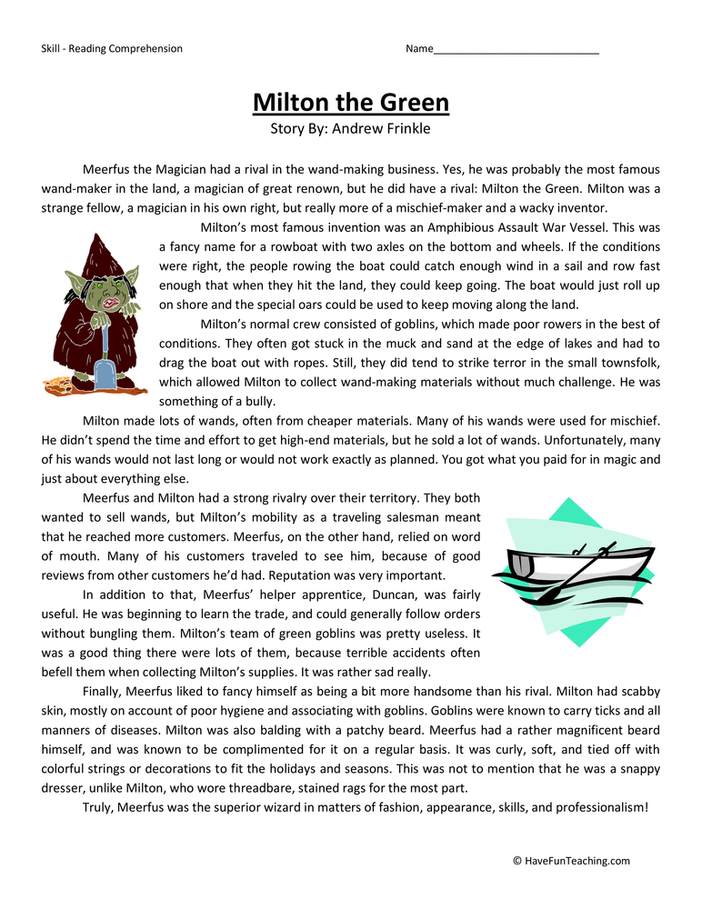 Sixth Grade Reading Comprehension Worksheets Have Fun Teaching