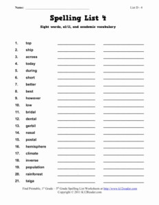 Sixth Grade Spelling Worksheets