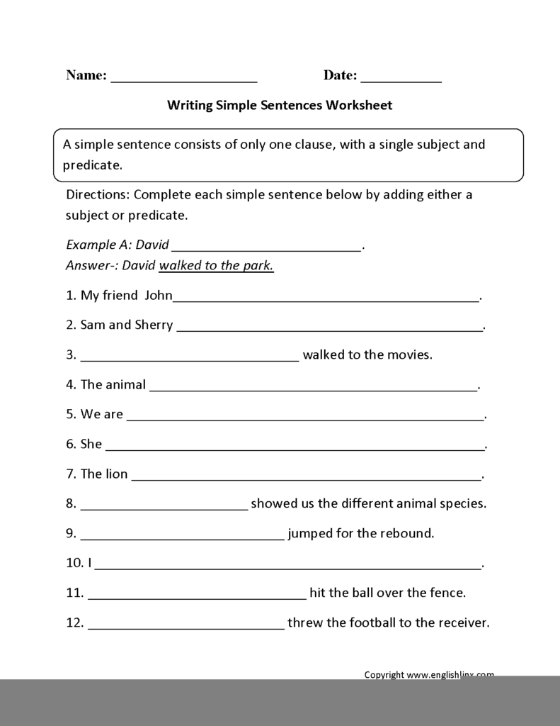 Sixth Grade Writing Worksheets