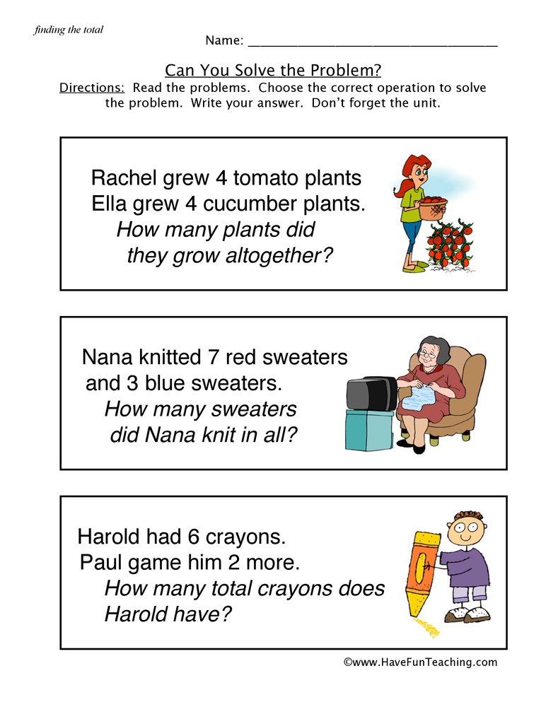 Solve Word Problems Worksheet Have Fun Teaching