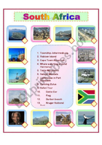 South Africa ESL Worksheet By Entea66