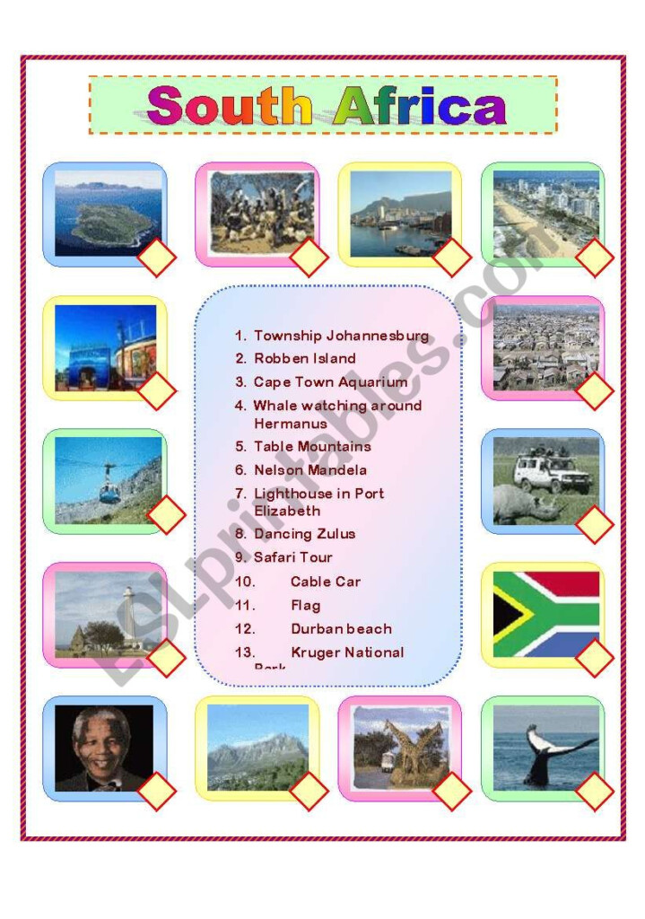 South Africa ESL Worksheet By Entea66