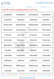 Spelling Challenge Worksheets For Grade 5 English Shree Rsc Tutors