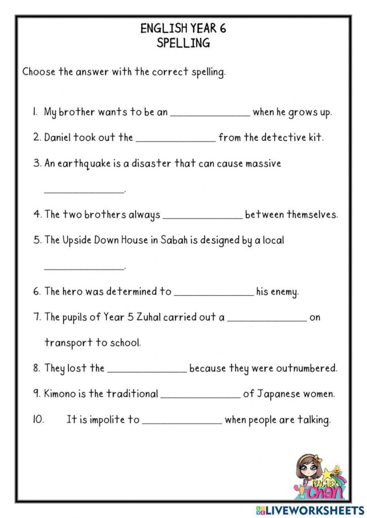 Spelling Online Exercise For GRADE 6 Live Worksheets Worksheets Library