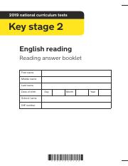 STA198210e 2019 ks2 English reading Reading answer booklet pdf 2019 