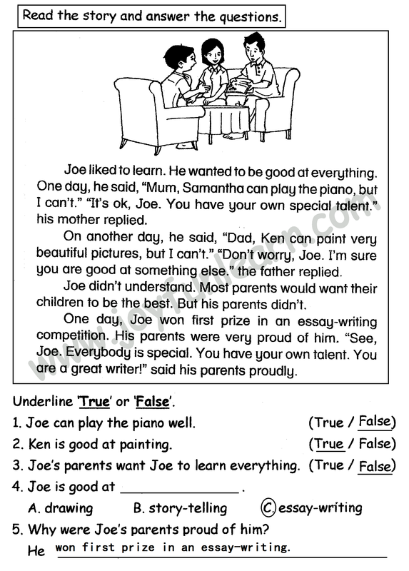 Standard 3 May Holiday English Worksheets