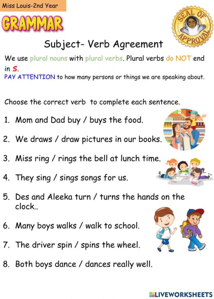 Subject And Verb Agreement Worksheets Grade 2