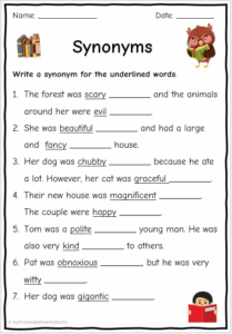 Synonym Worksheets Free English Worksheets Worksheets Library