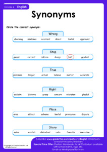 Synonym Worksheets Grade 4 Grade1to6 Worksheets Library