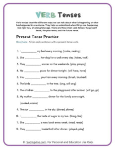 Tenses Of Verbs Worksheets Grade 6
