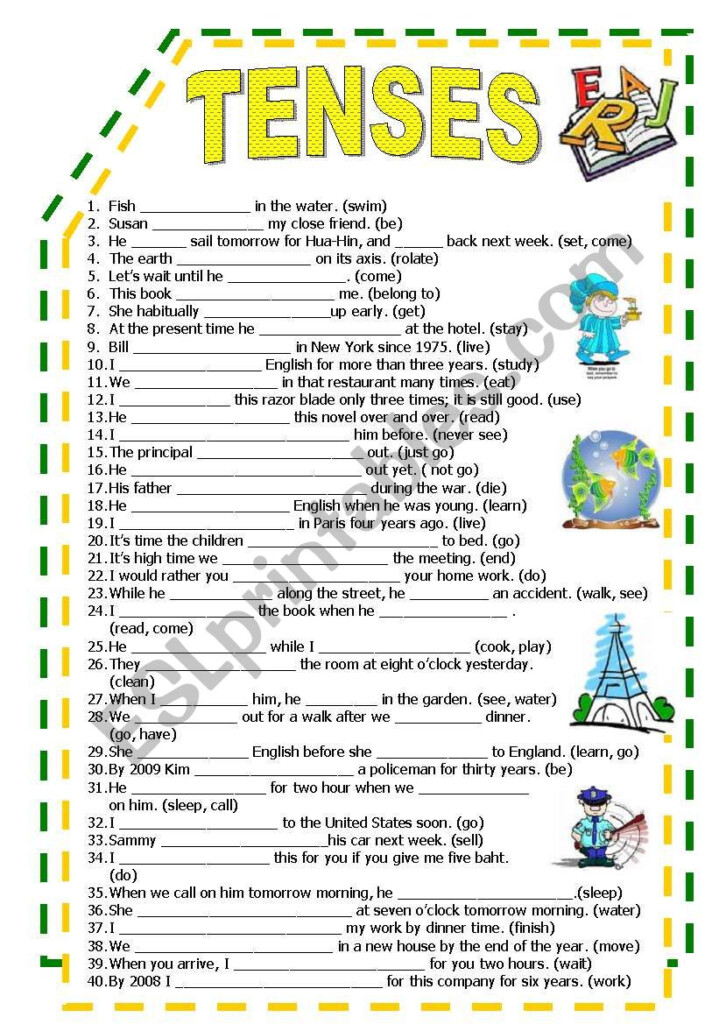 Tenses Worksheets For Grade 5