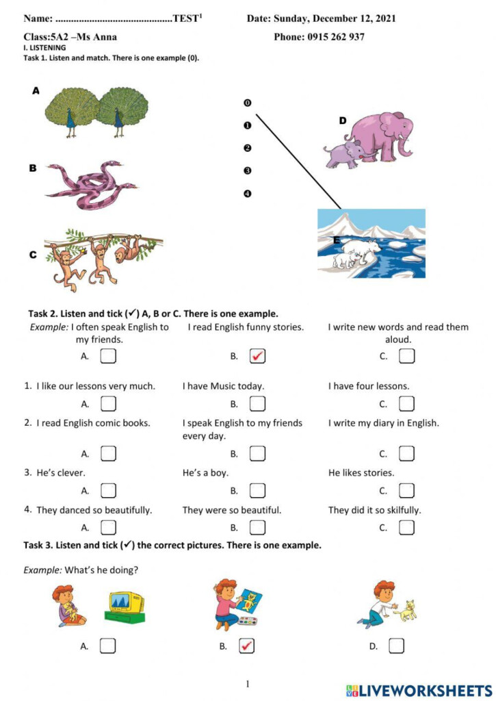 Test English Grade 5 Worksheet Live Worksheets Worksheets Library