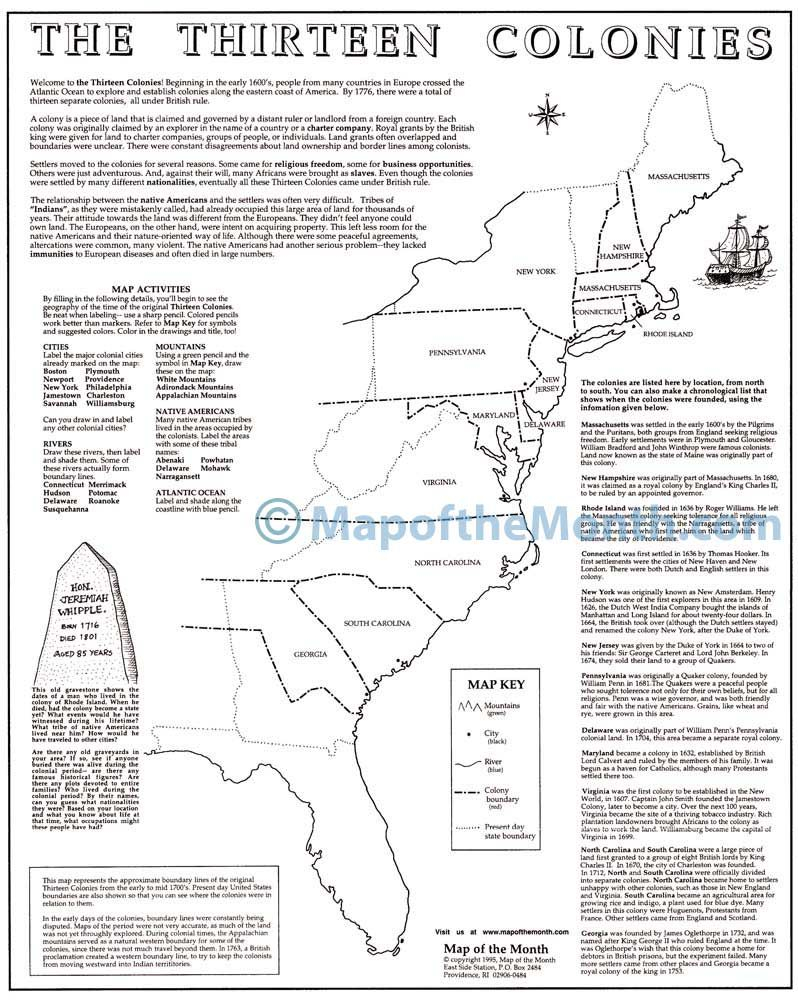 The 13 Colonies Worksheet