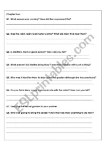 The Secret Garden Chapter 4 ESL Worksheet By SammoOoN