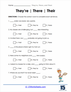 Theyre There And Their Worksheets 15 Worksheets Worksheets