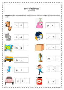 Three Letter Phonics Words