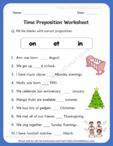 Time preposition worksheets for 5th grade Your Home Teacher