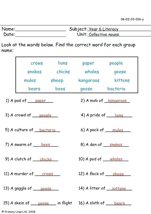 Types Of Noun Worksheet Grade 6