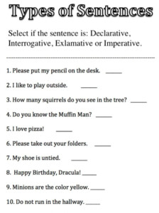 Types Of Sentences Worksheets