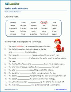 Verbs And Sentences Worksheets K5 Learning