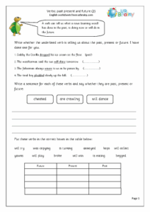 Verbs Past Present And Future 2 Word Classes By URBrainy