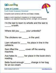 Vocabulary Activities For 4th Grade