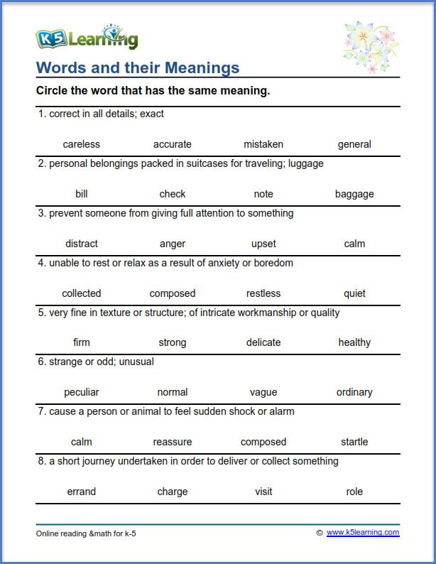 Vocabulary Activities For 4Th Grade