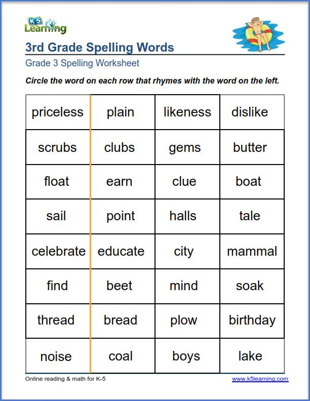 Vocabulary Words For Grade 3