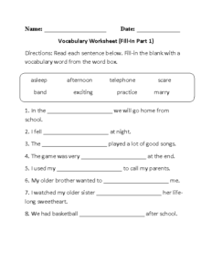 Vocabulary Worksheets For Grade 4 Pdf
