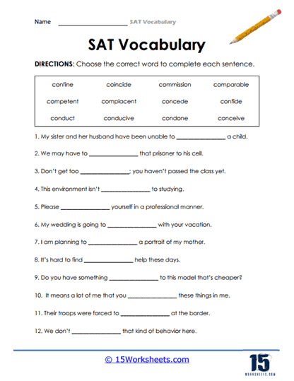 Vocabulary Worksheets