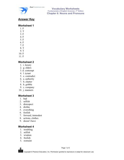 Worksheet Azar Basic English Grammar Chart 8 6 Answers Ponasa