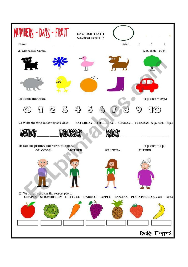 Worksheet Children Aged 6 7 ESL Worksheet By Ricky Huacho