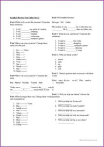 Worksheet For Grade 6 English