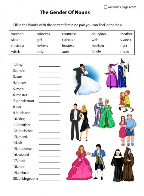 Worksheet Gender Of Nouns