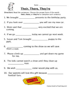 Worksheet There Their They Re