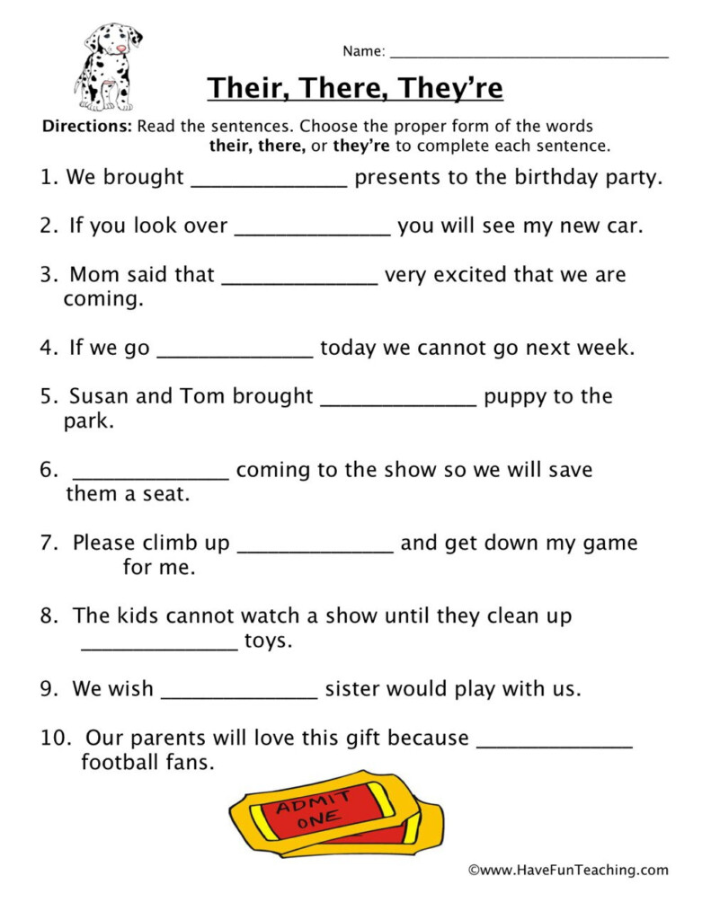 Worksheet There Their They Re